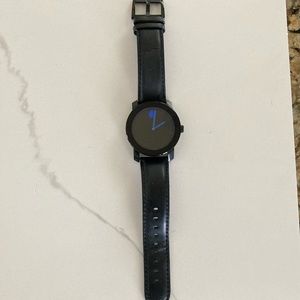 MOVADO BOLD Black & Blue Watch with Leather Band
